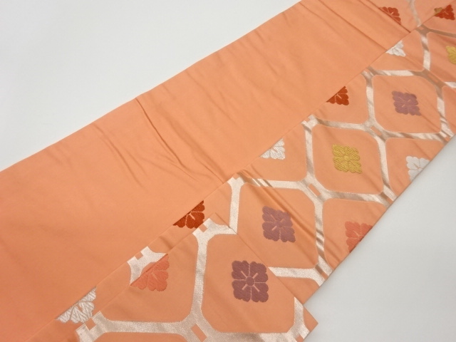 6563640: JAPANESE KIMONO / VINTAGE NAGOYA OBI / WOVEN FLOWER